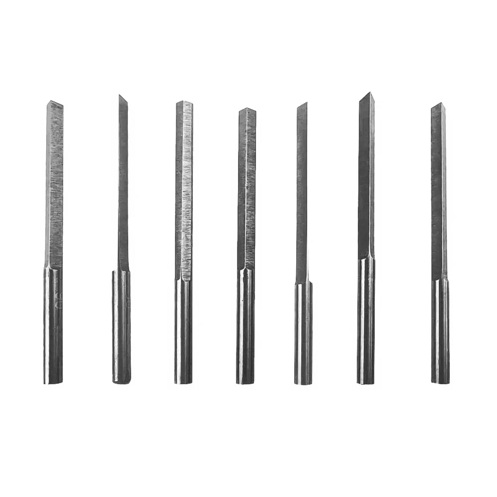 7개 30-120 ° 텅스텐강 공압 조각칼 보석 조각칼 삼각 그레이버 금속 블레이드 DIY 도구