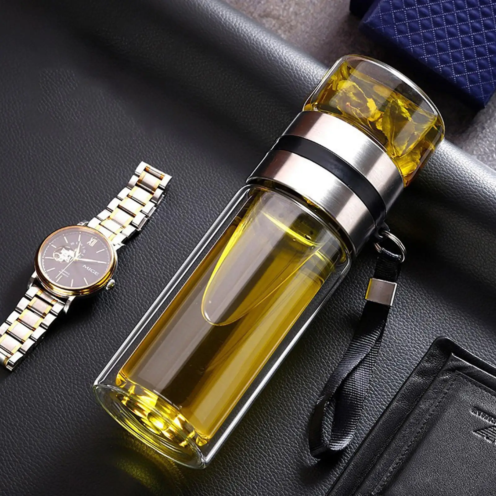 Premium Double-Layer Glass Tea Infuser Tumbler with Tea Filter