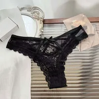 Culotte Patchwork en Maille Respirante avec Nministériels d Papillon Floral, String à Volants en Dentelle, Culotte Transparente, Taille Basse Ajourée pour Dame 1