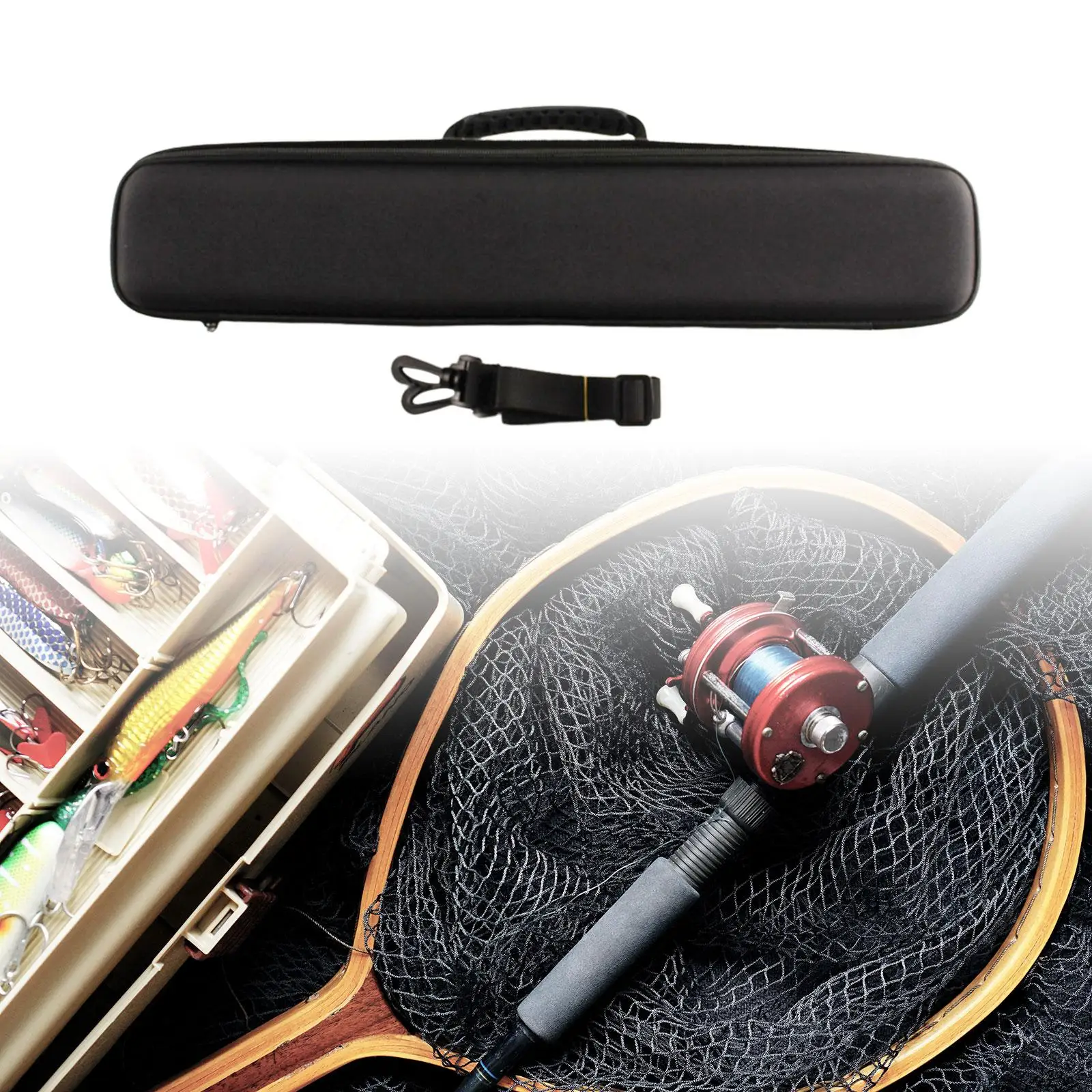 Fishing Tackle Storage Bag, Storage Case EVA Adjustable Shoulder Strap Holder Carry Bag Fishing Rod Bag for Rod Outdoor Lures