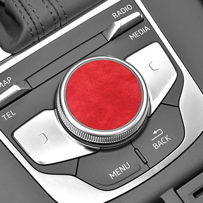 For Audi Sport 8V A3 S3 (2014-2019) Car Multimedia Knob Button Panel Cover Trim Sticker Made of Alcantara Interior Accessories