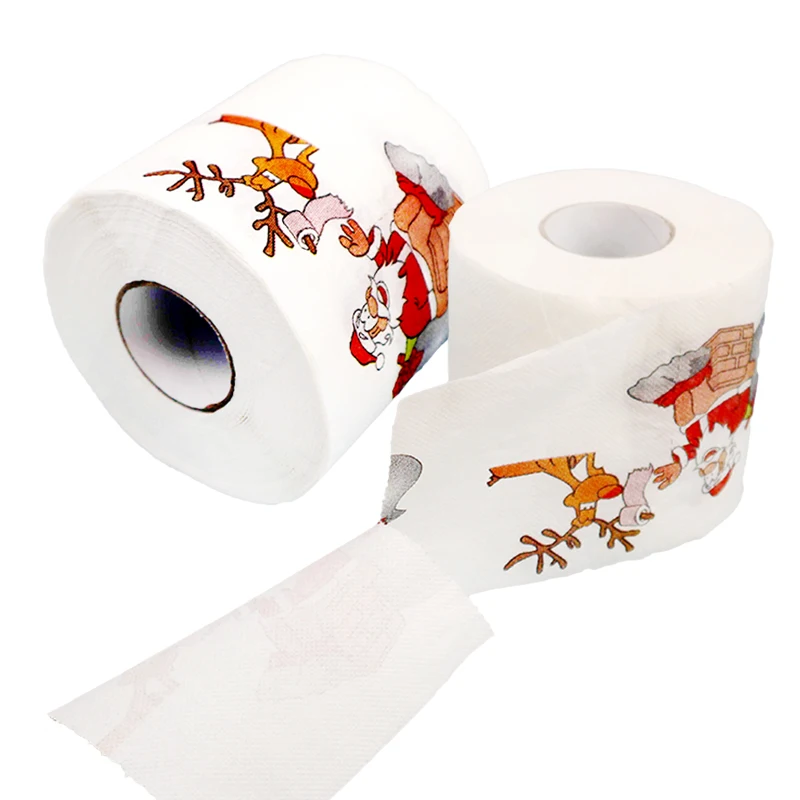Creative Roll Paper Christmas Pattern Series Toilet Paper Santa Claus Reindeer Tissue New Year Party Xmas Ornament toilet roll paper paper tissue