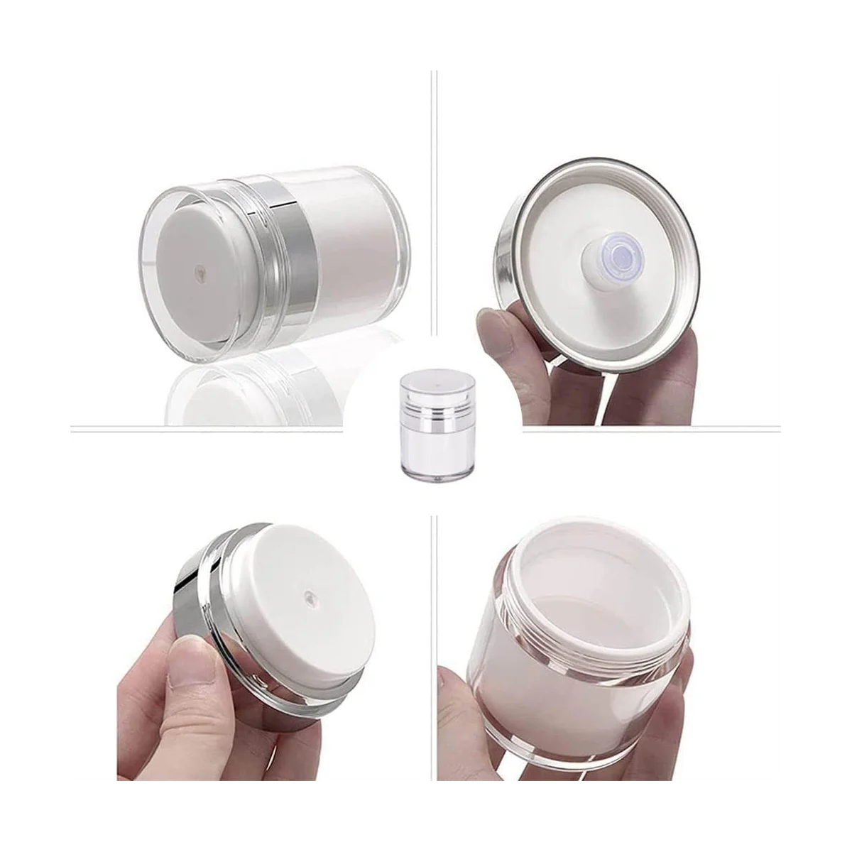 

Cream Jar Vacuum Bottle, 50Ml Airless Pump Jar Bottles Portable Lotion Dispenser, Makeup Creams Travel Container 3Pcs