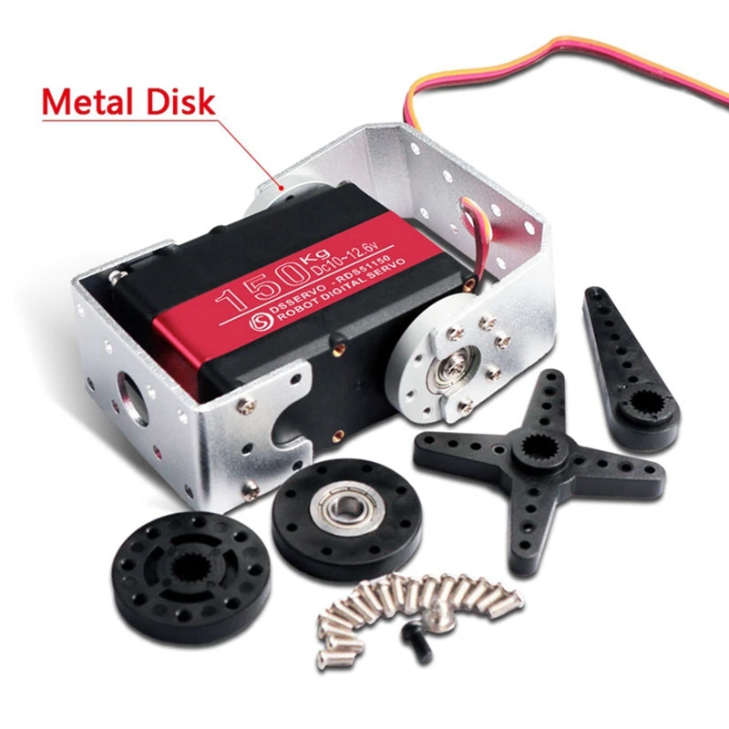 A13R-150KG 12V RDS51150 Double-Shaft Digital Metal Robotic Servo With U Mounting Bracket Waterproof