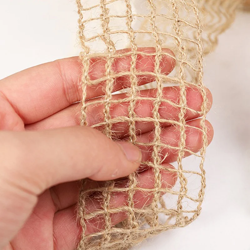 2M Jute Burlap Ribbon Embroidered Jute Lace Ribbons Wedding Decoration Gift Packaging Rope String Cords Christmas Party Supplies