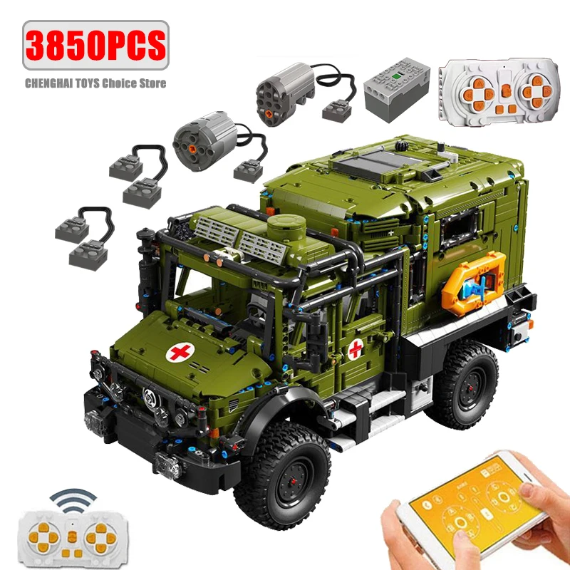 3850PCS Technical Remote Control Off-Road Rescue Vehicle Building Blocks Model Kids Assembly Truck Toys MOC Bricks Gift For Boys 1
