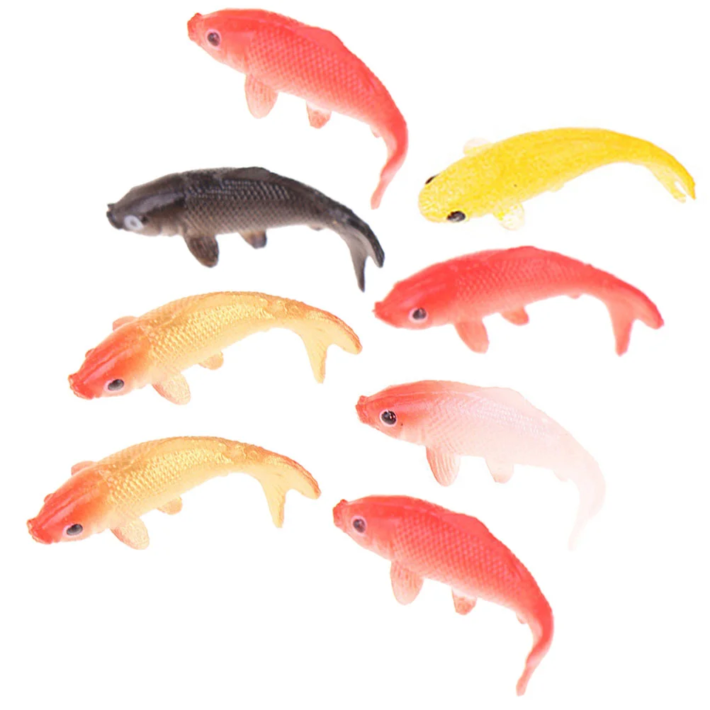 8/10/12pcs Dollhouse Miniature Goldfish Model Simulation Mini Fish Carp Animal Figure Kids Toys Home Gold Fishation Mixed Style