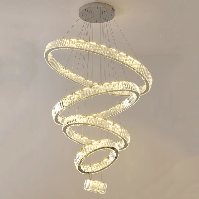 

2021 Luxury Modern Chandelier Lighting Large Stair Light LED Crystal Lamp Home Decoration Lighting Fixtures