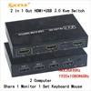 KCEVE 4K USB 2.0 KVM Switch,2 In 1 Out HDMI+USB KVM Switch Support HD 2 Computer Share 1 Monitor 1 Set Keyboard Mouse Printer 1