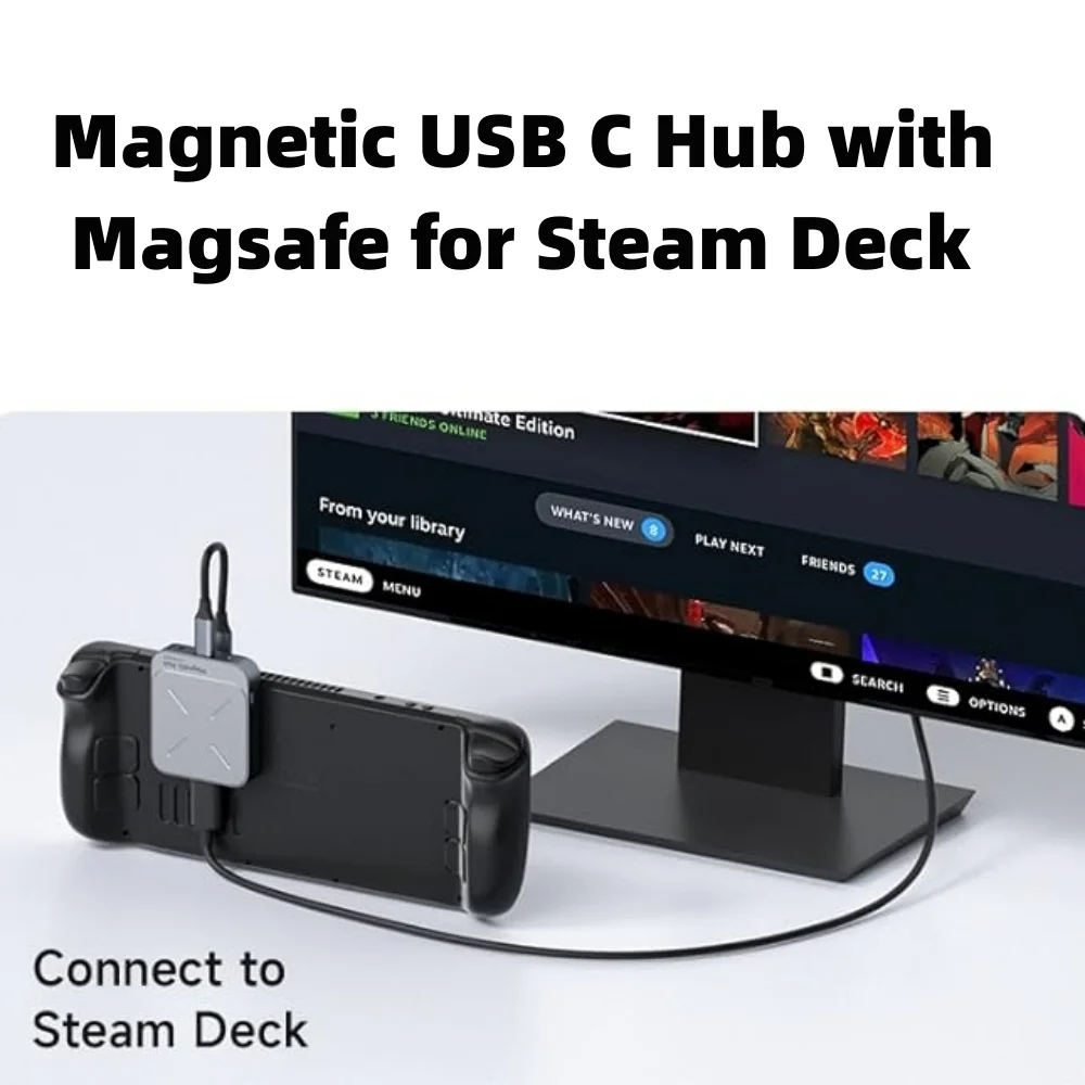 Hub USB C con carga magnético 7 en 1 , estación de acoplamiento tipo C con con Magsafe para Steam Deck 4K @ 60Hz HDMI SD3.0 TF3.0 tarjeta Solt para Steam Deck &raquo; Hub USB C con carga magnético 7 en 1