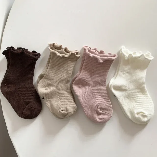 Chaussettes mi-longues en coton pour nouveau-né fille, vêtement doux et confortable pour enfant en bas âge, collection printemps-automne 1