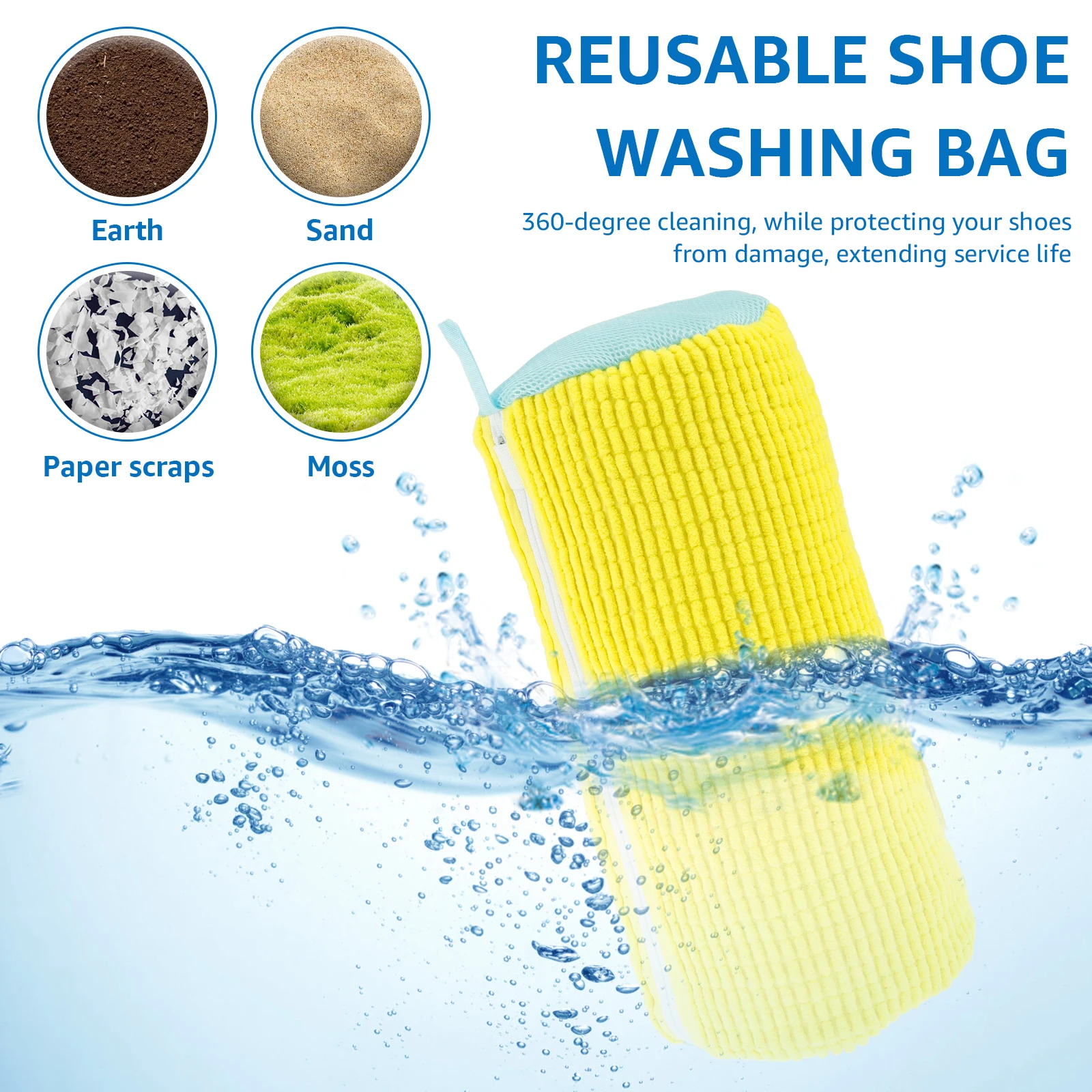 2PCS Sneaker Wash Bag Shoe Cleaning Kit Polyester Fabric Basket Reusable Shoe Laundry Storage Bags for Washer Dryer Wash Home