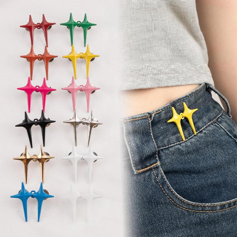 Metal Snap Button Star Waist Buckle Decorative Detachable Pants Clips Adjustable No Sewing Waist Tightener