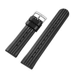 Premium Black Silicone Quick Release Watch Strap with Steel Pin Buckle - 20mm - 20mm (Black)