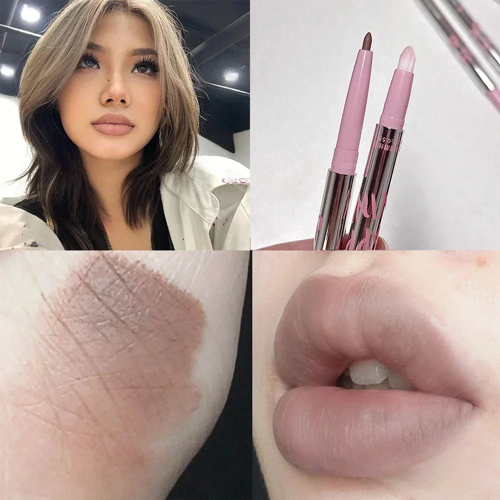 Lip Liner Pen Matte Lipstick Pen Silver Tube Waterproof Longlasting Lipstick Lip Contouring Non-stick Cup Lipliner Pencil Makeup 3