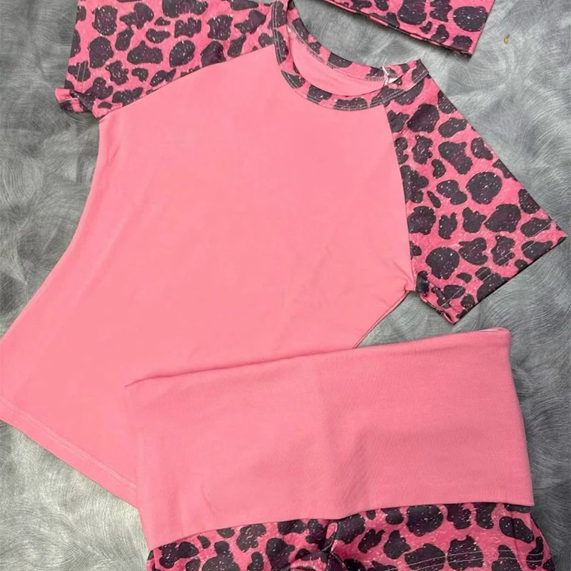 Y2k Sexy Trendy fashion American retro hot girl style leopard print contrasting suit slim fit short sleeved shorts two-piece set 5