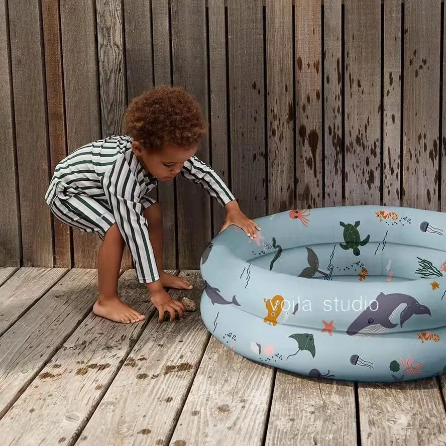 New Inflatable Beach Swimming Pool Baby Indoor Outdoor Wading Pool Soft PVC Round Color Ball Fence Play Space Room