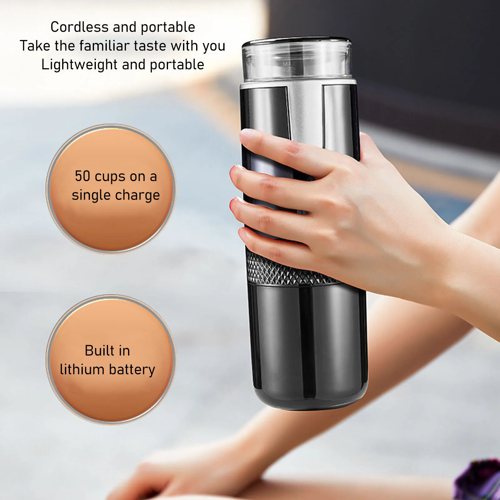 Coffee Maker Single Serve 2 in 1 Handheld One Button Portable Rechargeable for Hiking