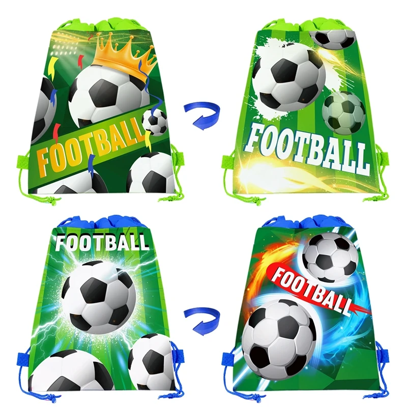 1-20Pcs Football Theme Gift Bags Non-woven Soccer Drawstring Goodie Bag Backpack Kids Sport Birthday Party Favors Decor Supplies