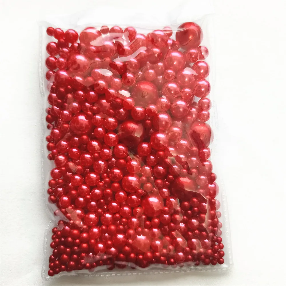 3-12mm Mix size 1000pcs Pure White/ivory Pearl Straight Non holes Round Imitation Plastic Beads For Needlework & Jewelry Making