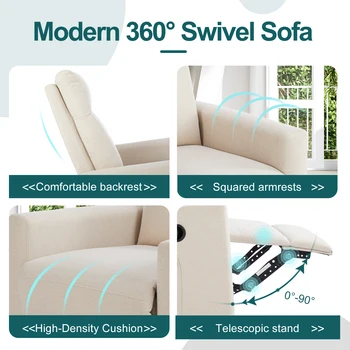 JHK JHK Rotating Rocking Chair Recliner With Oversized Foot Swivel Rocking Rocker Recliner Glider Nursery Chair for Living Room 6