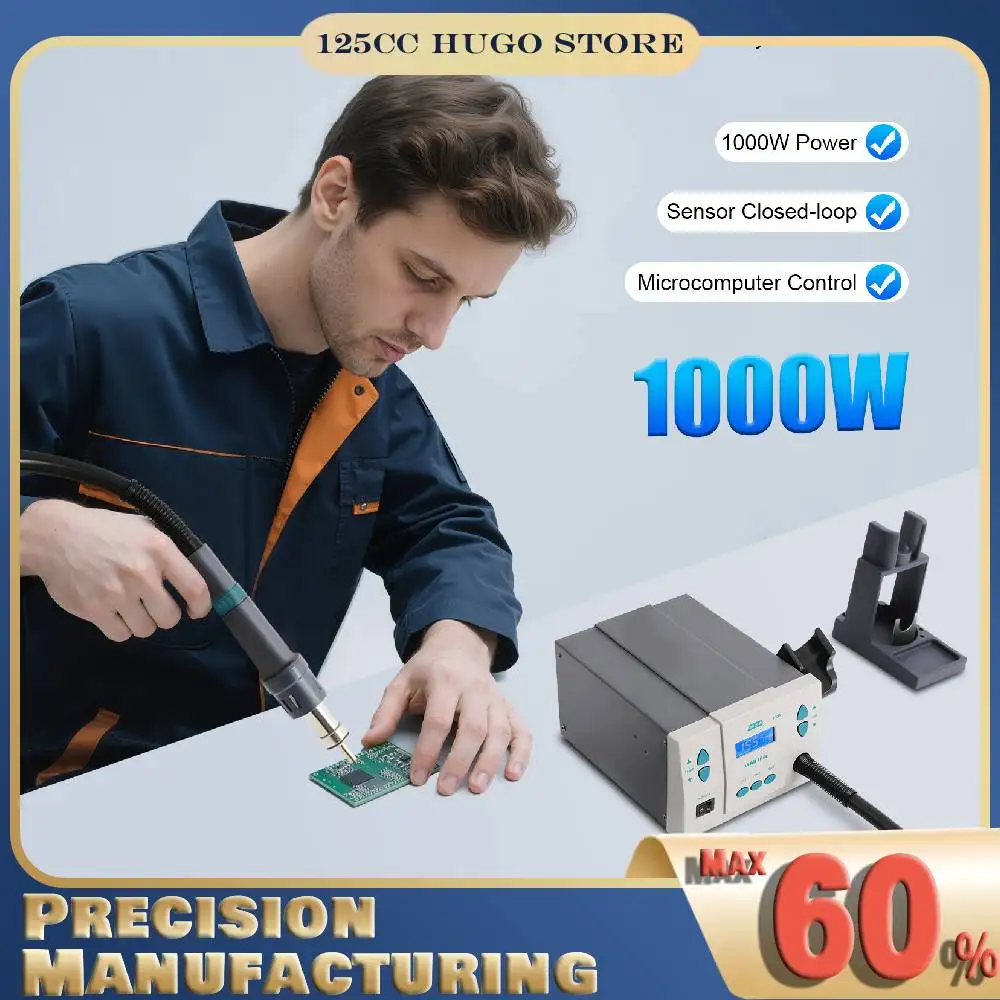 1000W Digital Hot Air Rework Station LCD Display Hot Air Soldering ...
