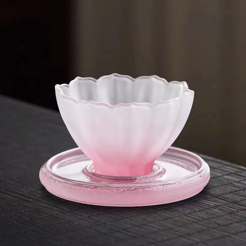 Glass tea set, modern simple household heat-resistant and high temperature-resistant crystal appearance, lotus tea for women