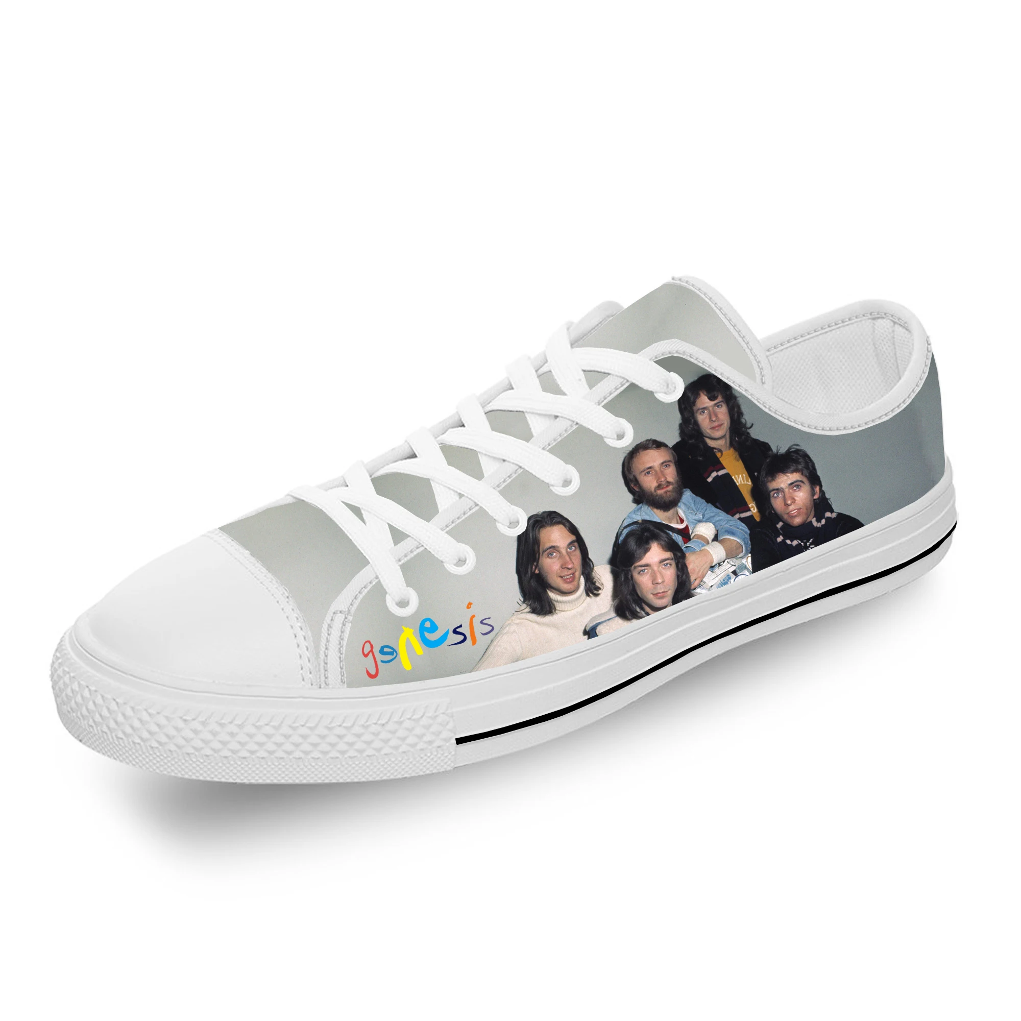 

Кроссовки Rock band с низким верхом Genesis, повседневная холщовая обувь для подростков, дышащие легкие кеды с 3D принтом