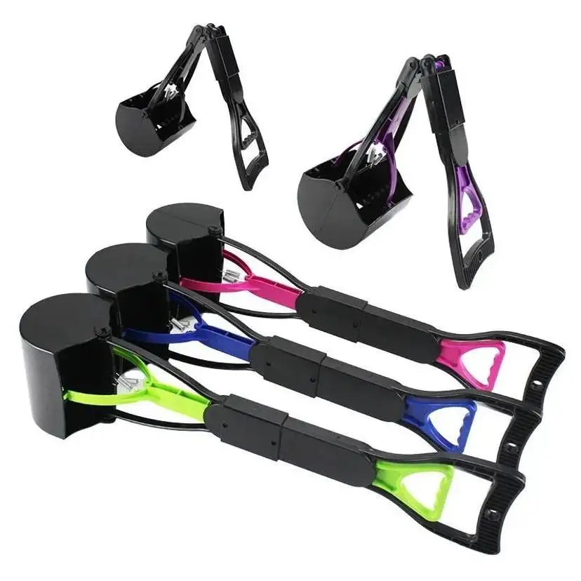 Long Handle Foldable Pet Pooper Scooper Easy Pick Up Animal Feces Picker Pet Outdoor Cleaning Tools