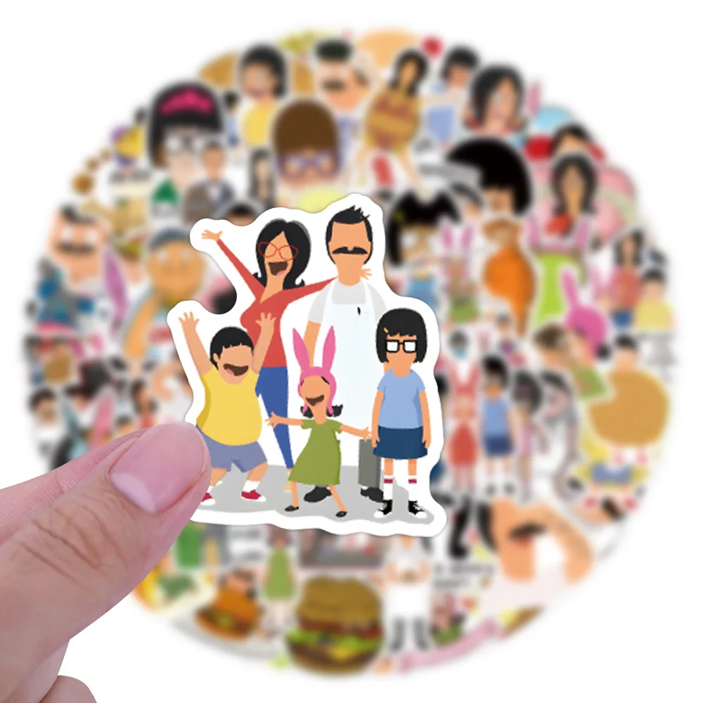 110PCS Bobs Burgers Graffiti Sticker Pack - Creative Decals for Luggage, Laptop, Phone, Guitar, Car, Bike, and Skateboard