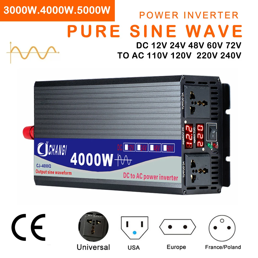 Pure Sine Wave Inverter DC 12V 24V 48V 60V 72V to AC 110V 220V 3000W ...