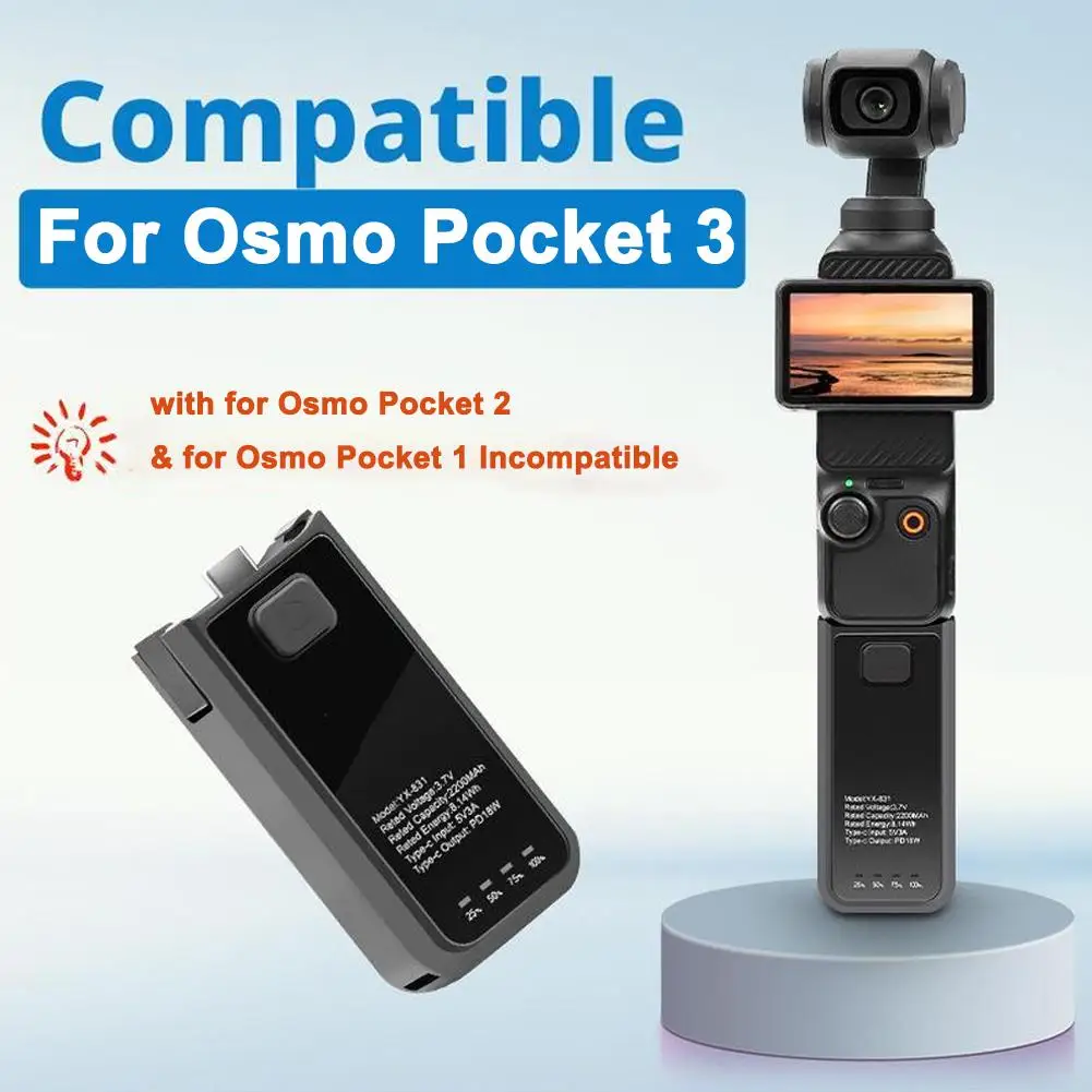 Pour DJI Osmo Pocket 3 Portable Batterie Grip 2200mAh