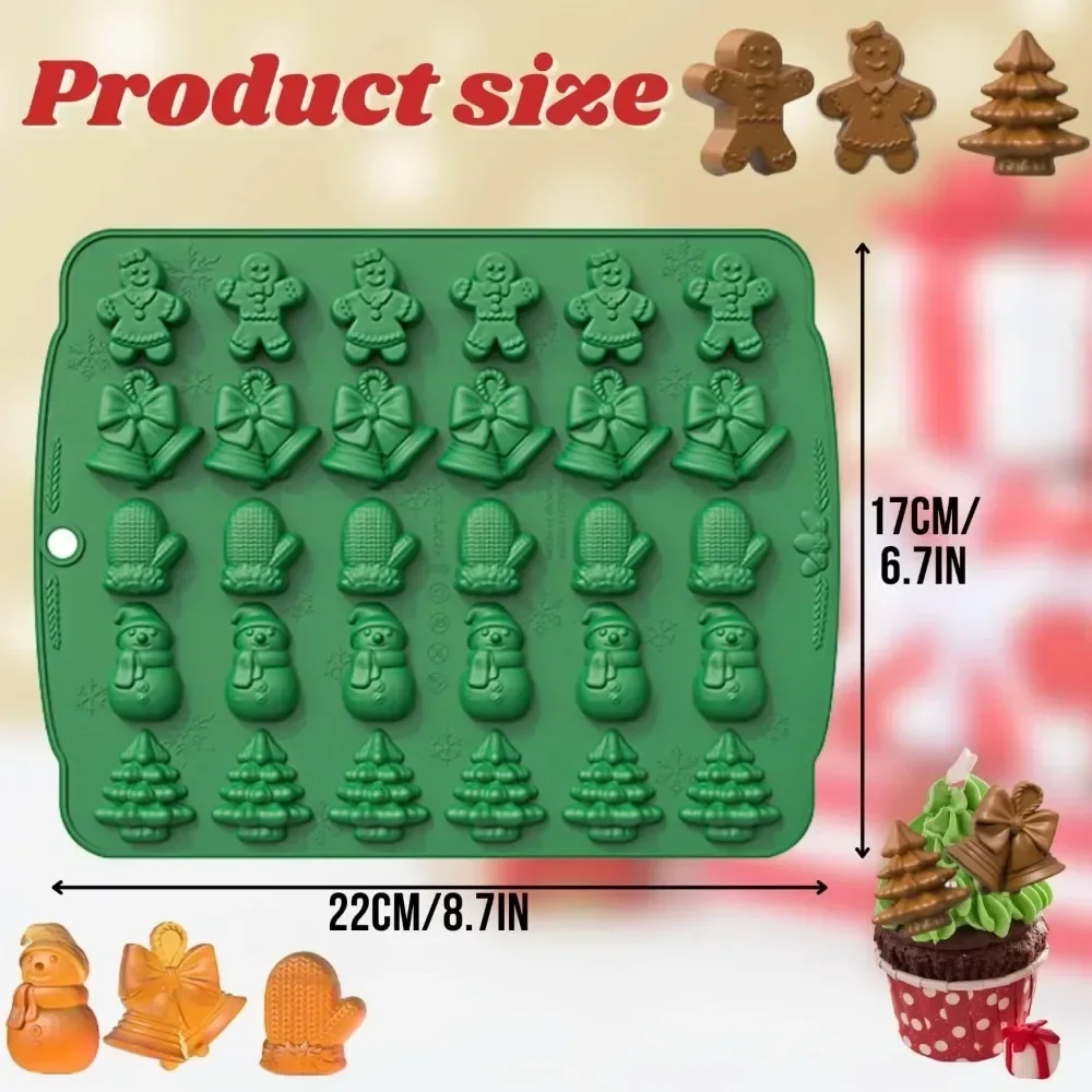 Christmas Silicone Chocolate Mold Gingerbread Man Xmas Tree Snowman Gloves Gummy Candly Mould Kitchen Party DIY Baking Tool