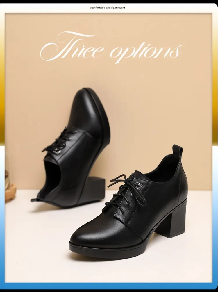 AIYUQI Women Dress Shoes Spring British Style 2022 New Genuine Leather Lidies Single Shoes Large Size Women Work Shoes black and white heels shoes