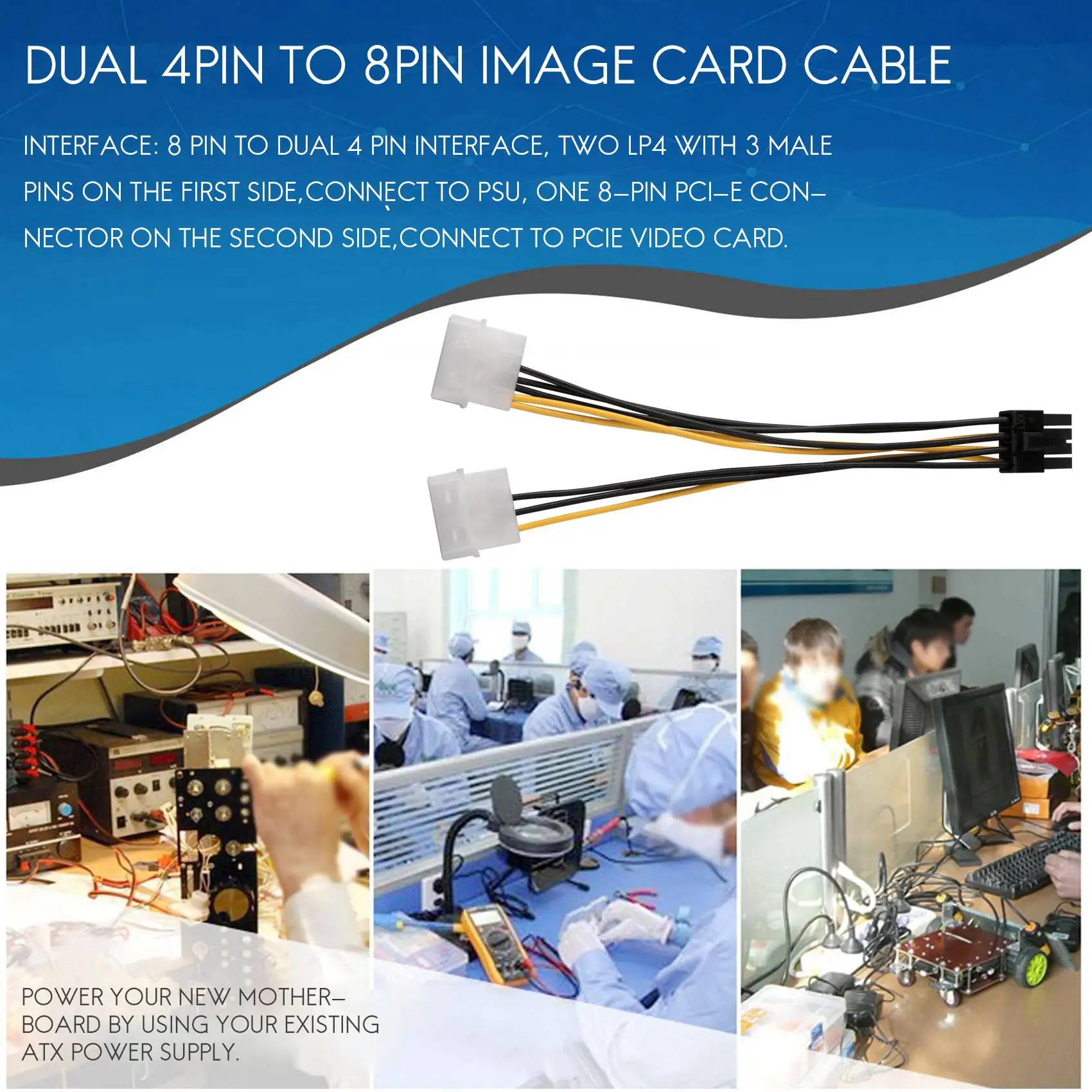 PCI 익스프레스 비디오 카드, Pci-E ATX PSU 전원 컨버터 케이블, Molex-Pcie 8 핀 어댑터 코드, 2 Molex 4 핀-8 핀, 10PCs