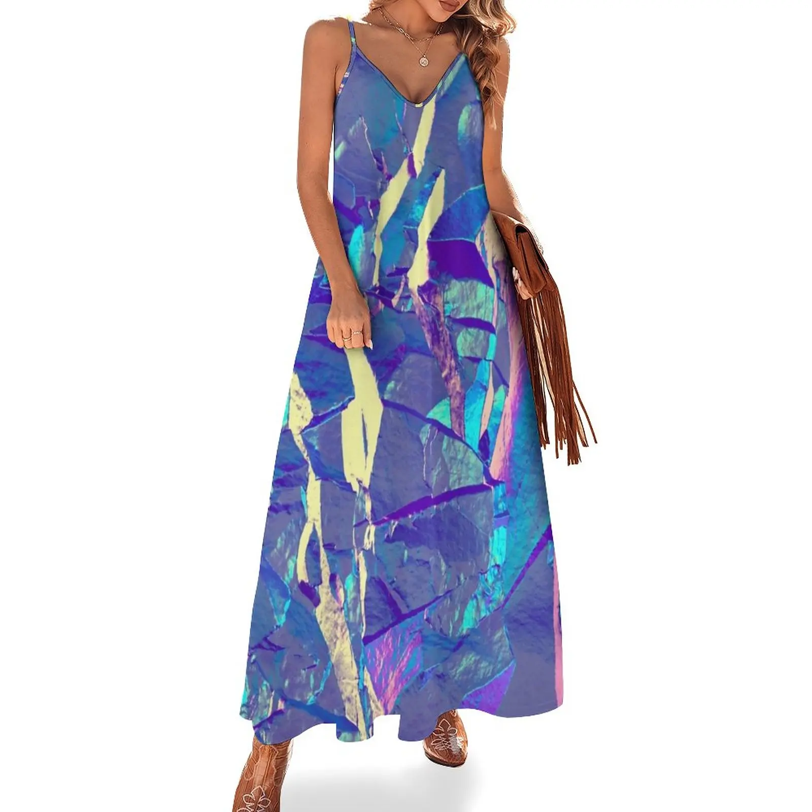 

Holographic Artwork No 10 (Crystal) Sleeveless Dress Beachwear purple dress dresses for women
