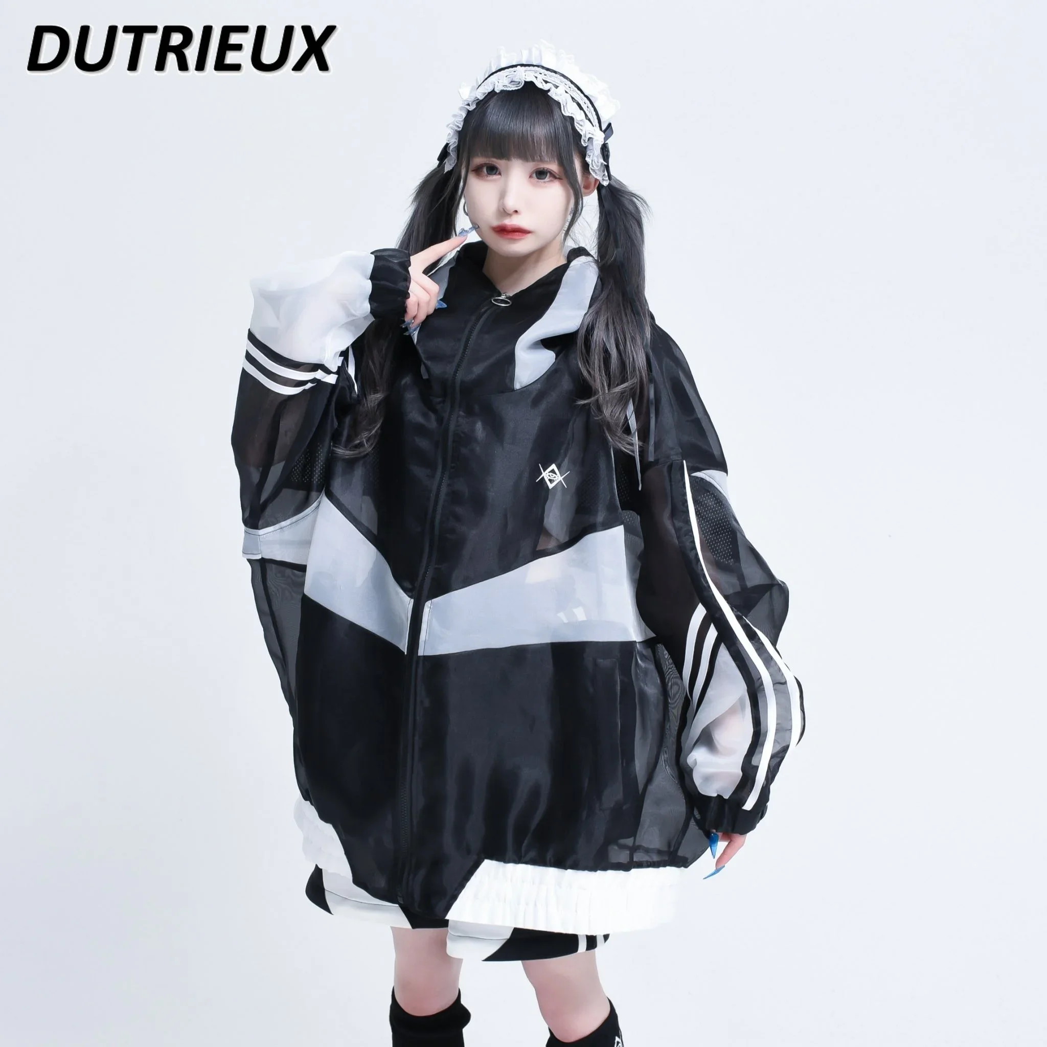 Spring Autumn Casual Coat for Women Harajuku Style Patchwork Color Sweet Japanese Jacket Loose Long Pant Y2K Slim Casual Pants