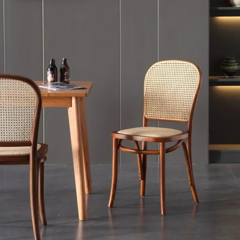 Woven Chair Designer Rattan Chair Rattan Woven Back Chair Luxury Hotel Solid Wood Leisure Cafe Dining Sillas Acrylic Furniture GY50DC