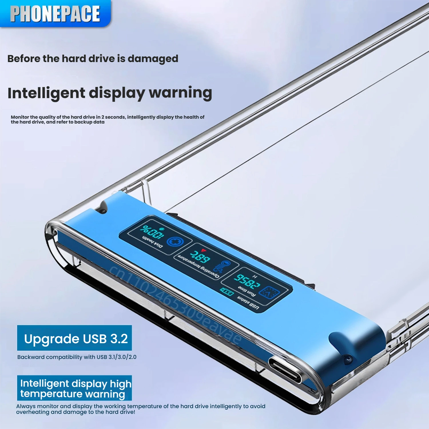 PHONEPACE 2.5 Inch Mobile Hard Drive Enclosure USB3.2 Interface
