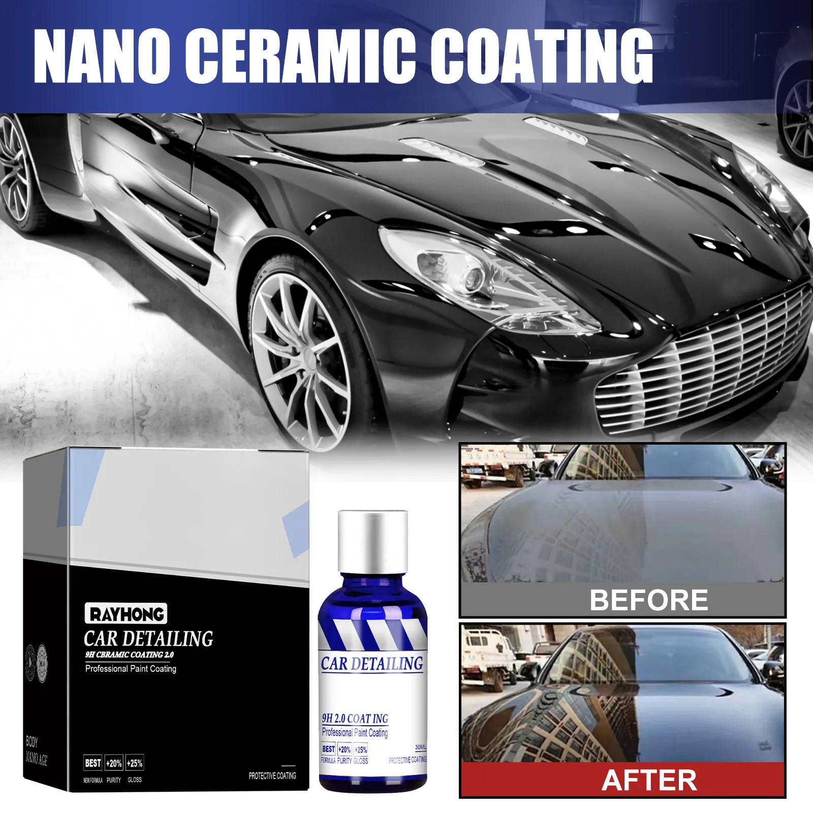 Ceramic Car Coating 12H Liquid Glass Nano Super Hydrophobic Car Plating Anti-Scratch Graphene Plating Solution Set