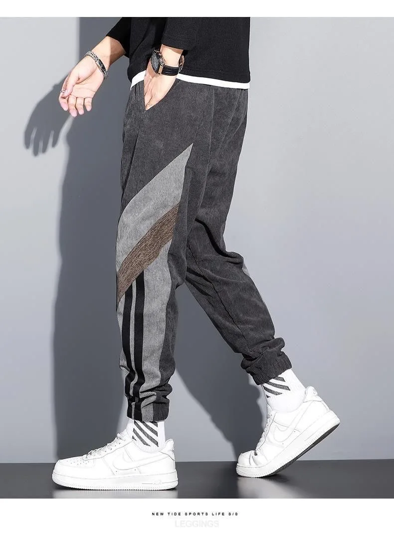 The new Korean version of the spring 2022 trend, nine minute trousers, men's loose-fitting campaign, popular logo casual trouser combat trousers