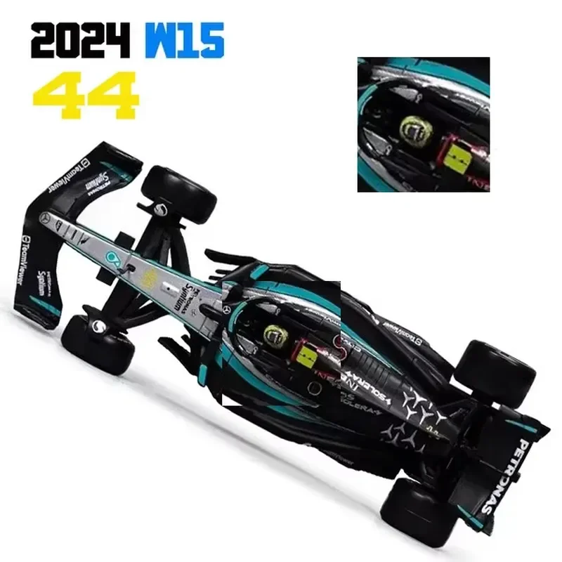 New Bburago 1:43 2024 Mercedes-Amg Petronas W15 F1 #63 George Russell #44 Lewis Hamilton Formula 1 With Helmet Toy Model Gift 6