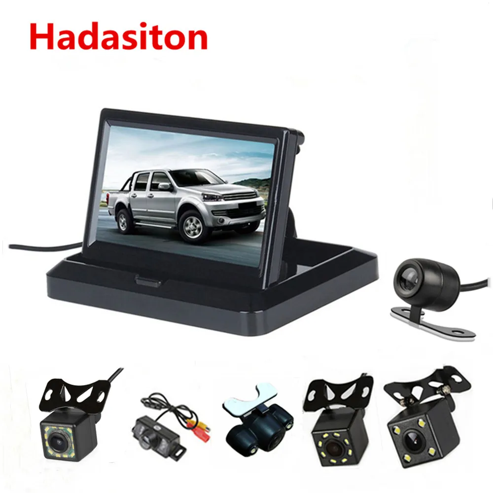 5" TFT LCD HD800*480 Screen Car monitor Reversing parking monitor Foldable design+Wired or Wireless Rearview camera Optional