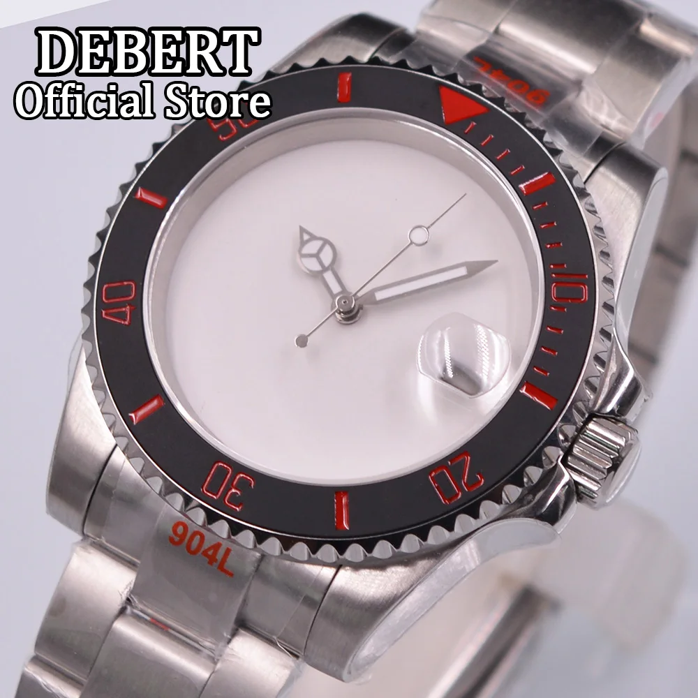 

DEBERT 40mm Custom logo Watch NH35 Automatic Movement Sapphire Crystal Sterile Dial Green Luminous Ceramic Bezel Oyster Bracelet