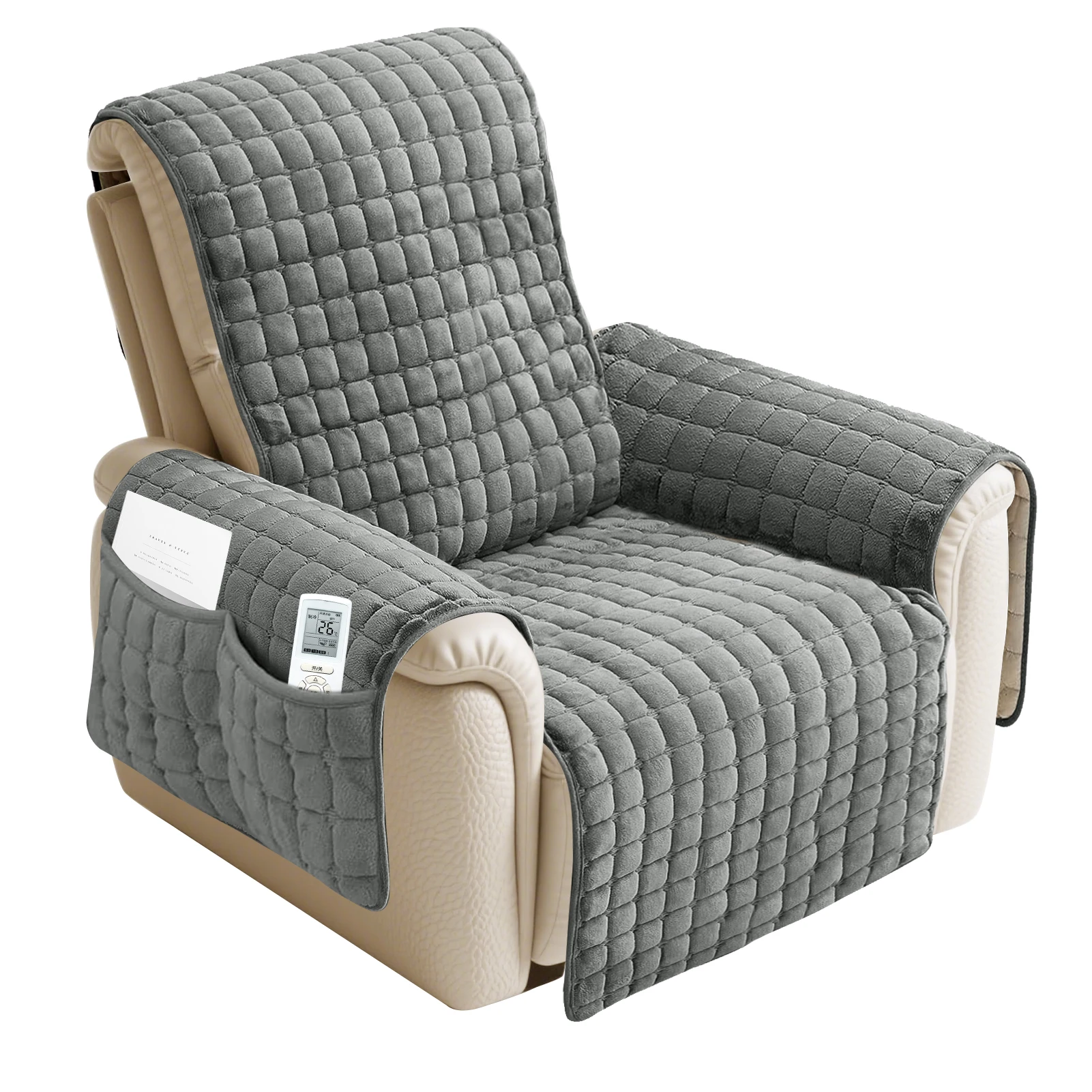 Waterproof Washable Recliner Chair Cover with Elastic Straps - Kid and Pet-Friendly Furniture Protector