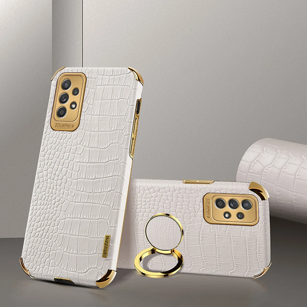For-Samsung-Galaxy-A54-A14-A53-A52-S-Case-Ring-holder-Crocodile-Leather ...
