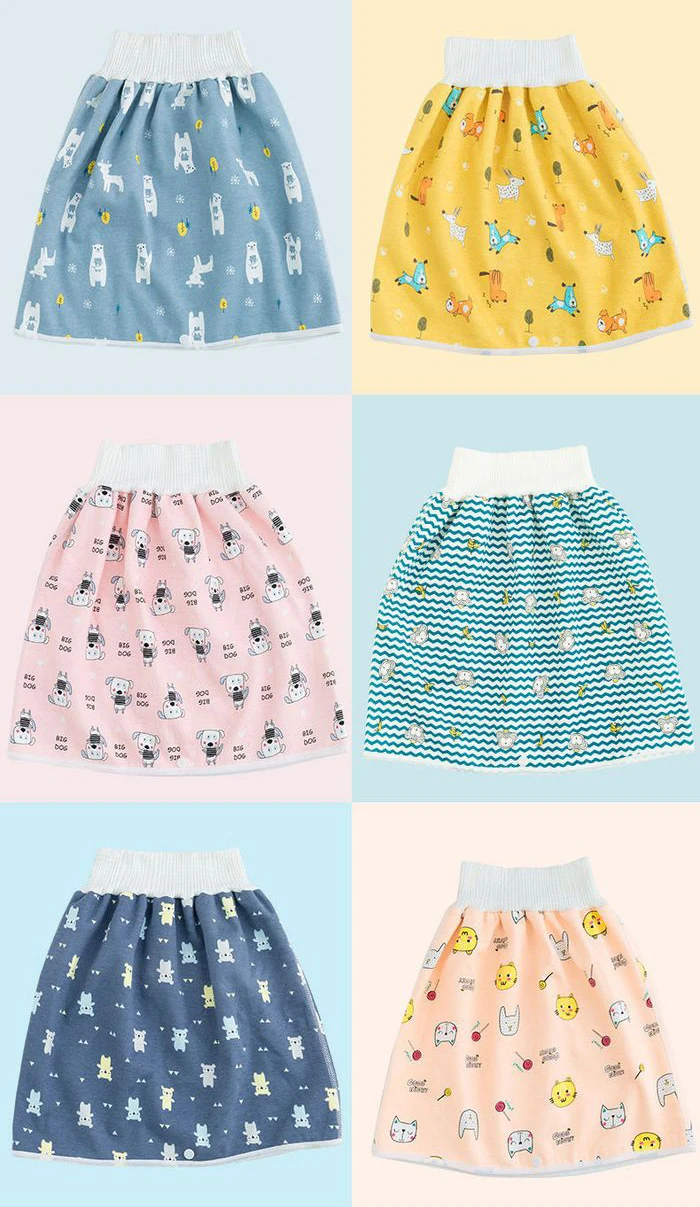 Baby Waterproof Clothes Diaper Skirt Potty Training Baby Comfy Diaper Training Skirts Boys and Girls Night Time Sleeping