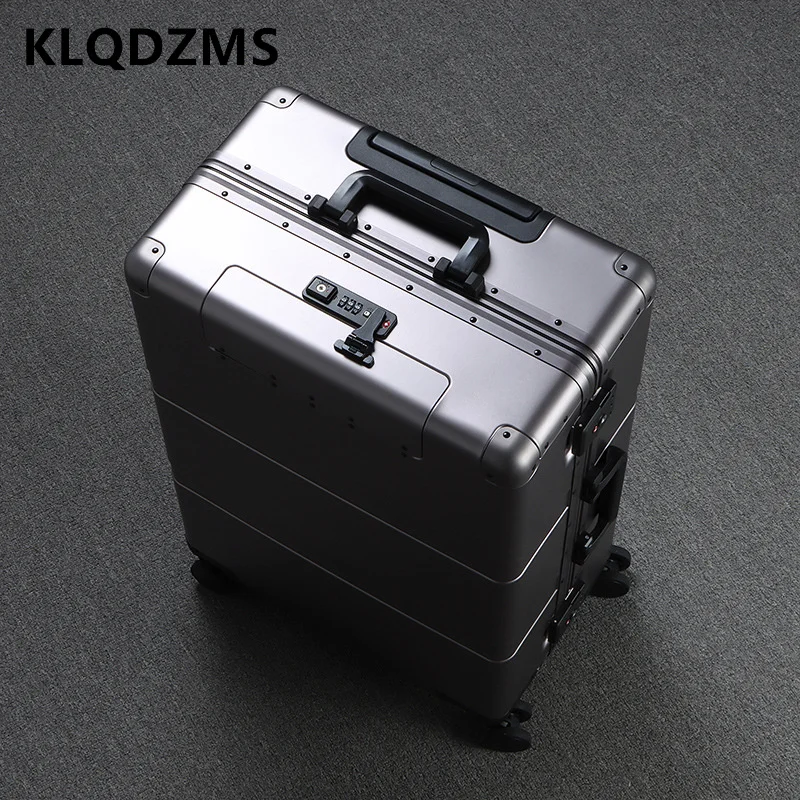 KLQDZMS-고품질 알루미늄 마그네슘 합금 비즈니스 트롤리 여행 가방 탑승 암호 케이스, 202428 인치, 수하물