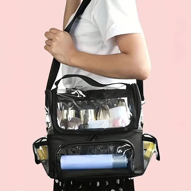 55832-db5cc8.jpg Makeup Brush Holder Backpack Makeup Artist Travel Case Clear Waterproof Cosmetic Organizer Bag With Adjustable Strap And Divider