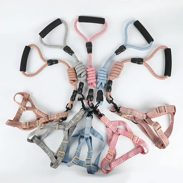 Three-piece Set Of Pet Dog Chest Strap Vest Dog Leash Explosion-proof Collar Outdoor Supplies Small Dog Walking Leash 5